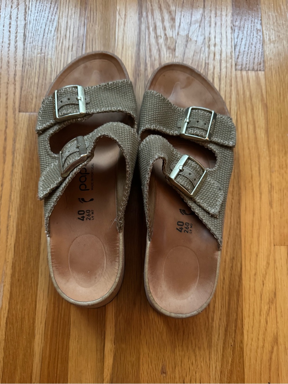 Papillio Two-Buckle Sandals in Olive Brown